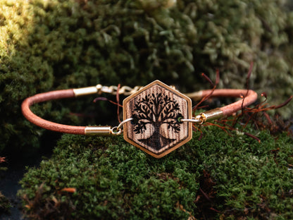Bracelet en bois et cuir